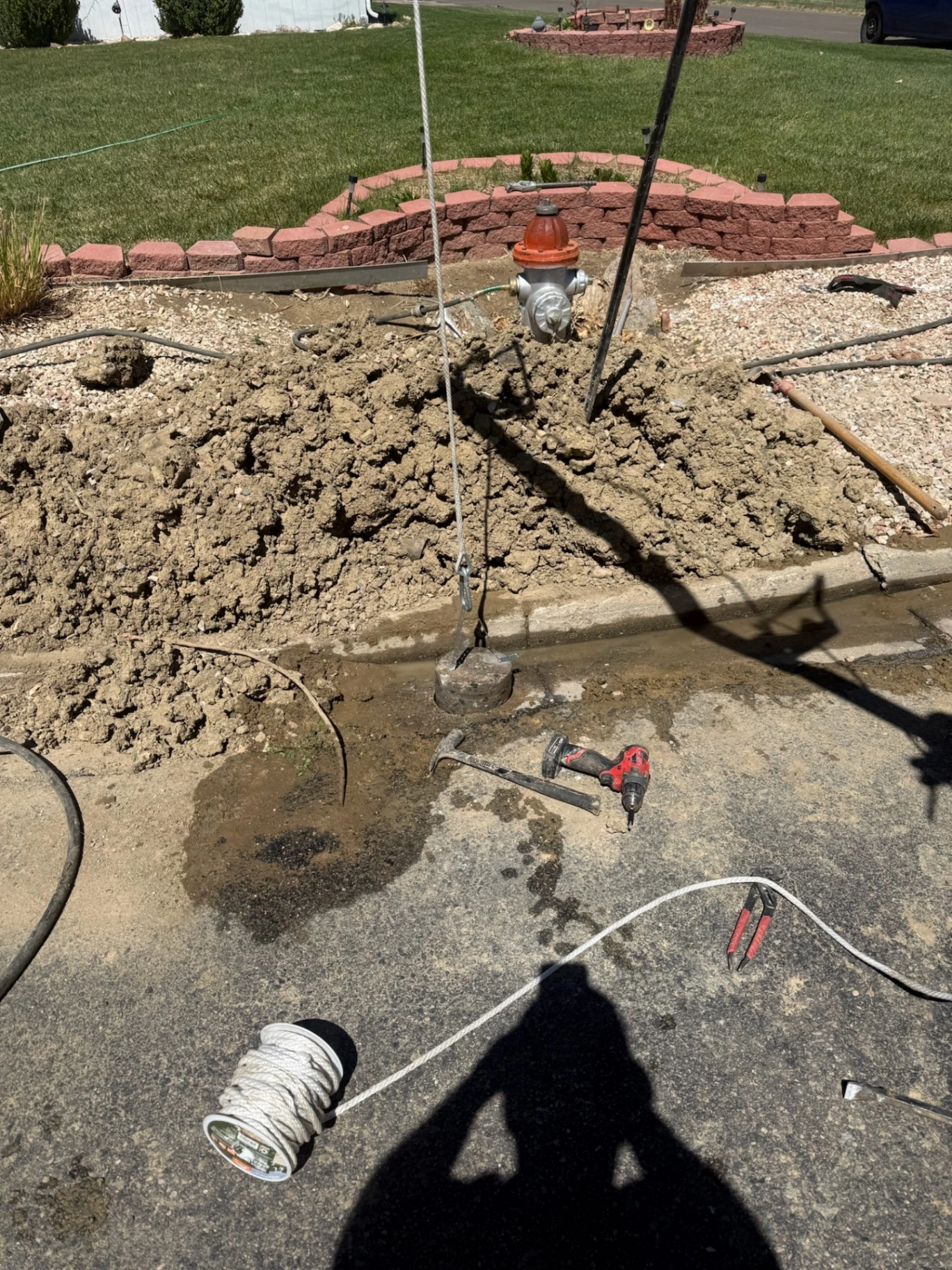 Water main and hydrant excavation