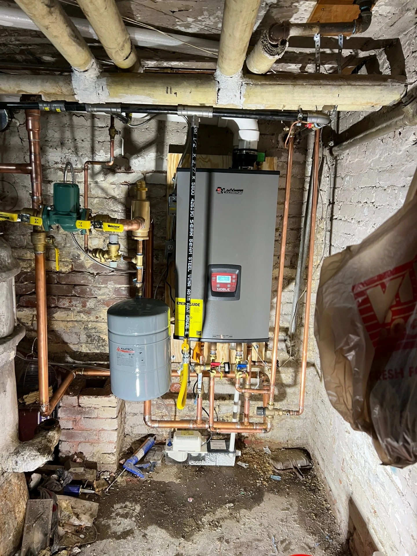 High-efficiency boiler installation